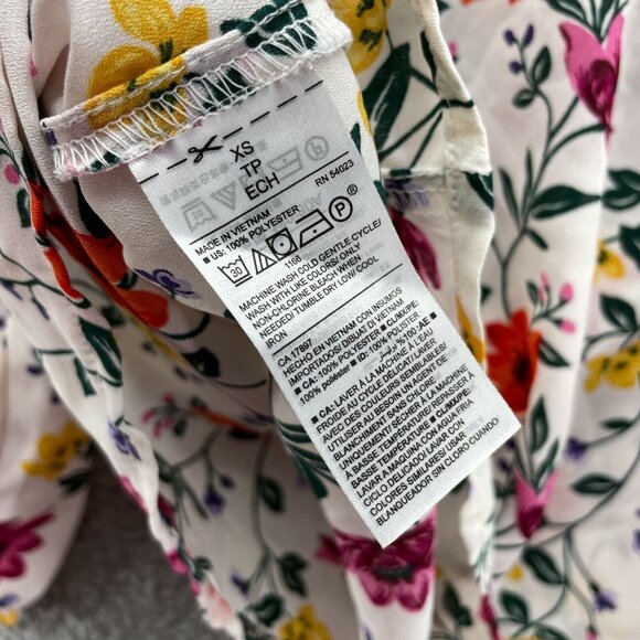 Old Navy Top Womens  XS Floral Long‎ Sleeve Faux Wrap Spring Blouse - Picture 7 of 7